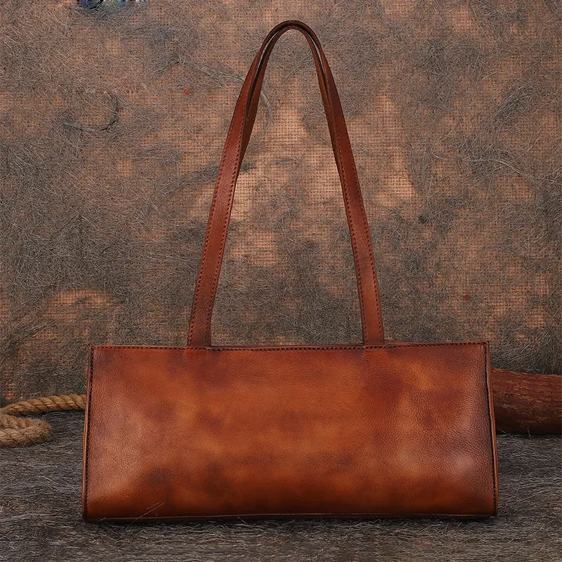 Handmade Leather Womens Vintage Baguette Bag Best Baguette Shoulder Bag Crossbody Purses for Ladies