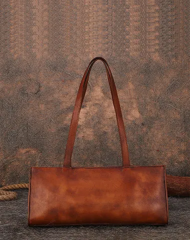 Handmade Leather Womens Vintage Baguette Bag Best Baguette Shoulder Bag Crossbody Purses for Ladies