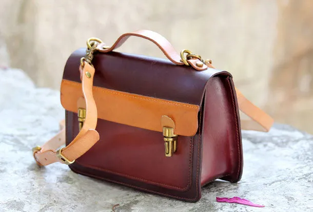 Handmade messenger bag satchel purse leather crossbody bag shoulder bag women