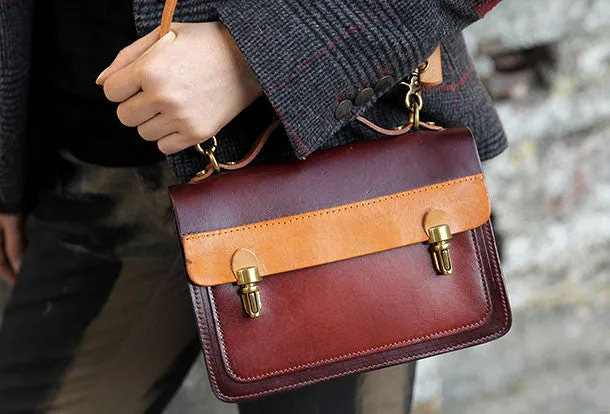 Handmade messenger bag satchel purse leather crossbody bag shoulder bag women