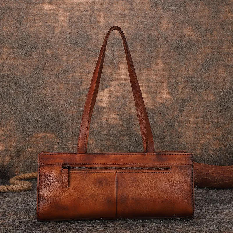 Handmade Purple Leather Womens Vintage Baguette Bag Best Baguette Shoulder Bag Crossbody Purses for Ladies
