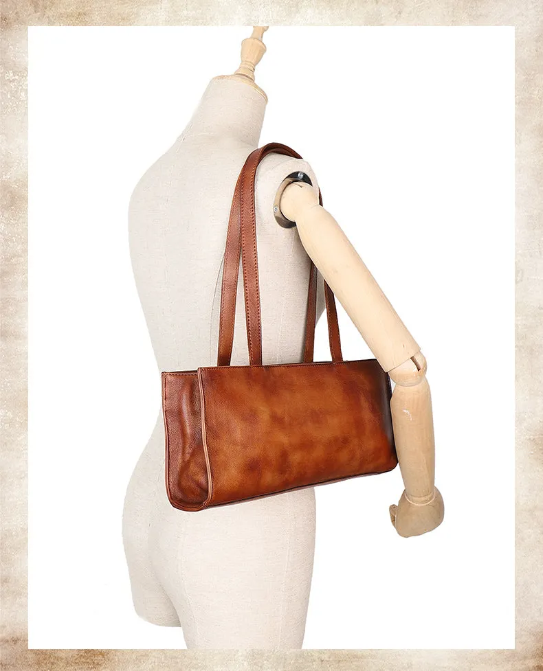 Handmade Purple Leather Womens Vintage Baguette Bag Best Baguette Shoulder Bag Crossbody Purses for Ladies