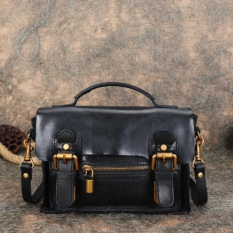 Handmade Small Leather Womens Satchel Shoulder Bags Green Handbag Crossbody Purse for Ladies