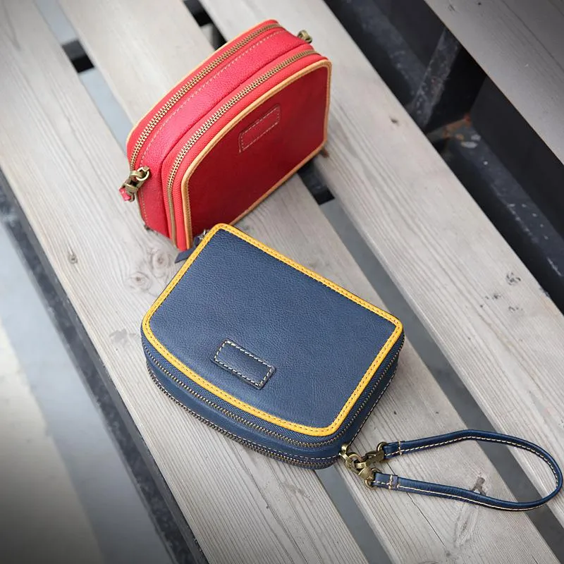 Handmade Women's Green Leather Shoulder Clutch Purse Handbag Crossbody Bag Clutch Purse