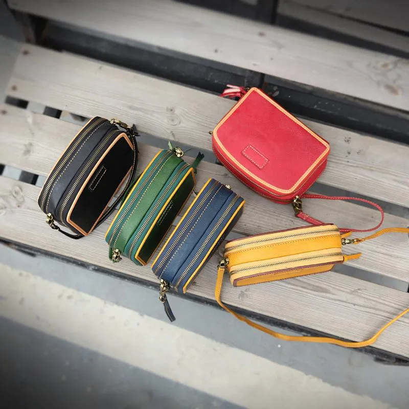 Handmade Women's Green Leather Shoulder Clutch Purse Handbag Crossbody Bag Clutch Purse