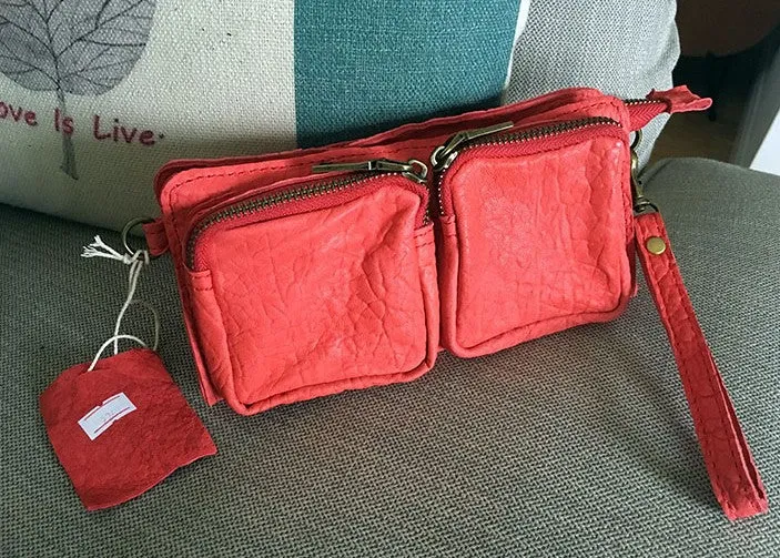 Handmade WOMENs LEATHER Wristlet Purse Mini Shoulder Bag Purse FOR WOMEN