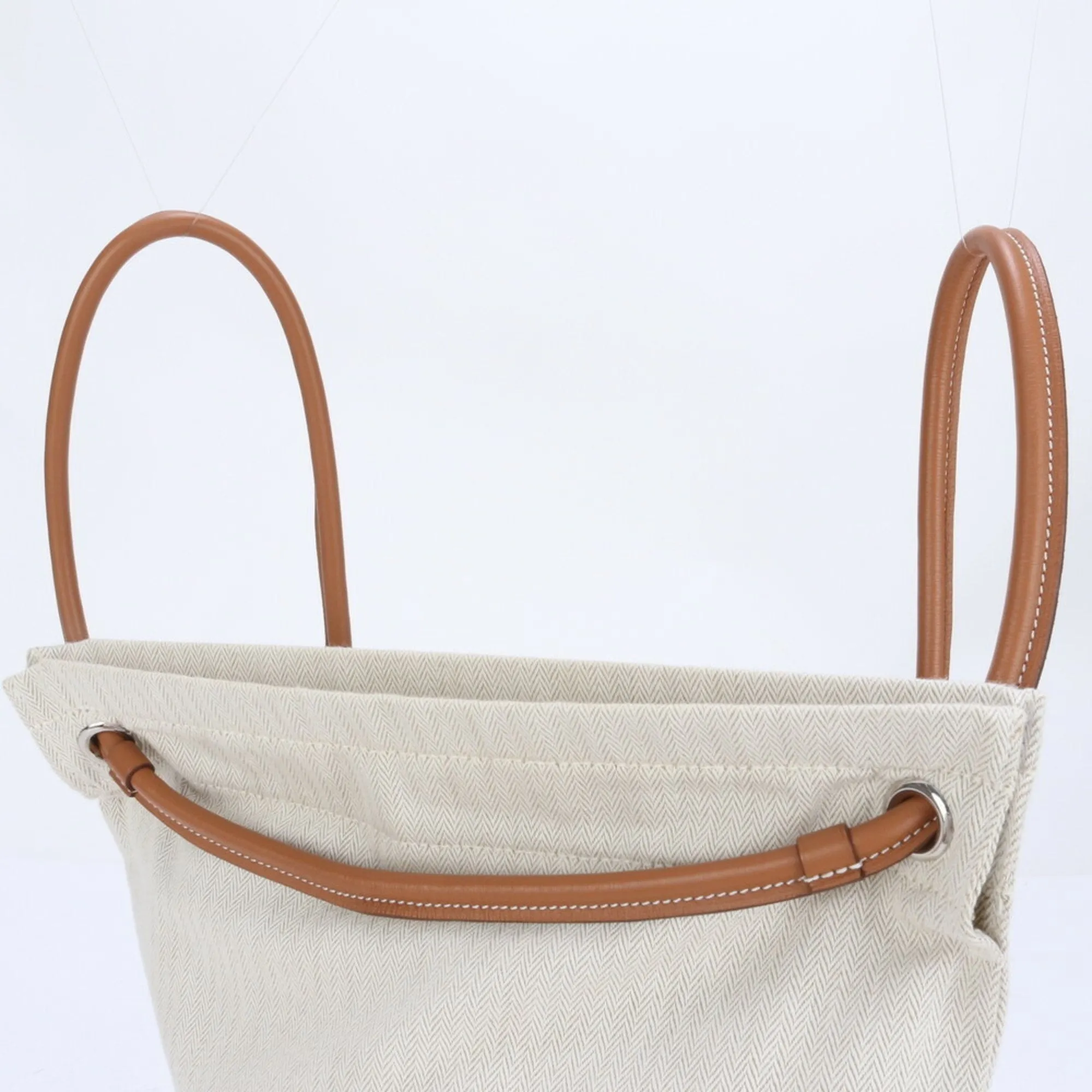 Hermes  Leather Canvas Backpack Shoulder Bag (Pre-Owned)