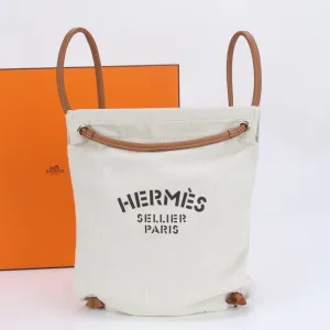 Hermes  Leather Canvas Backpack Shoulder Bag (Pre-Owned)