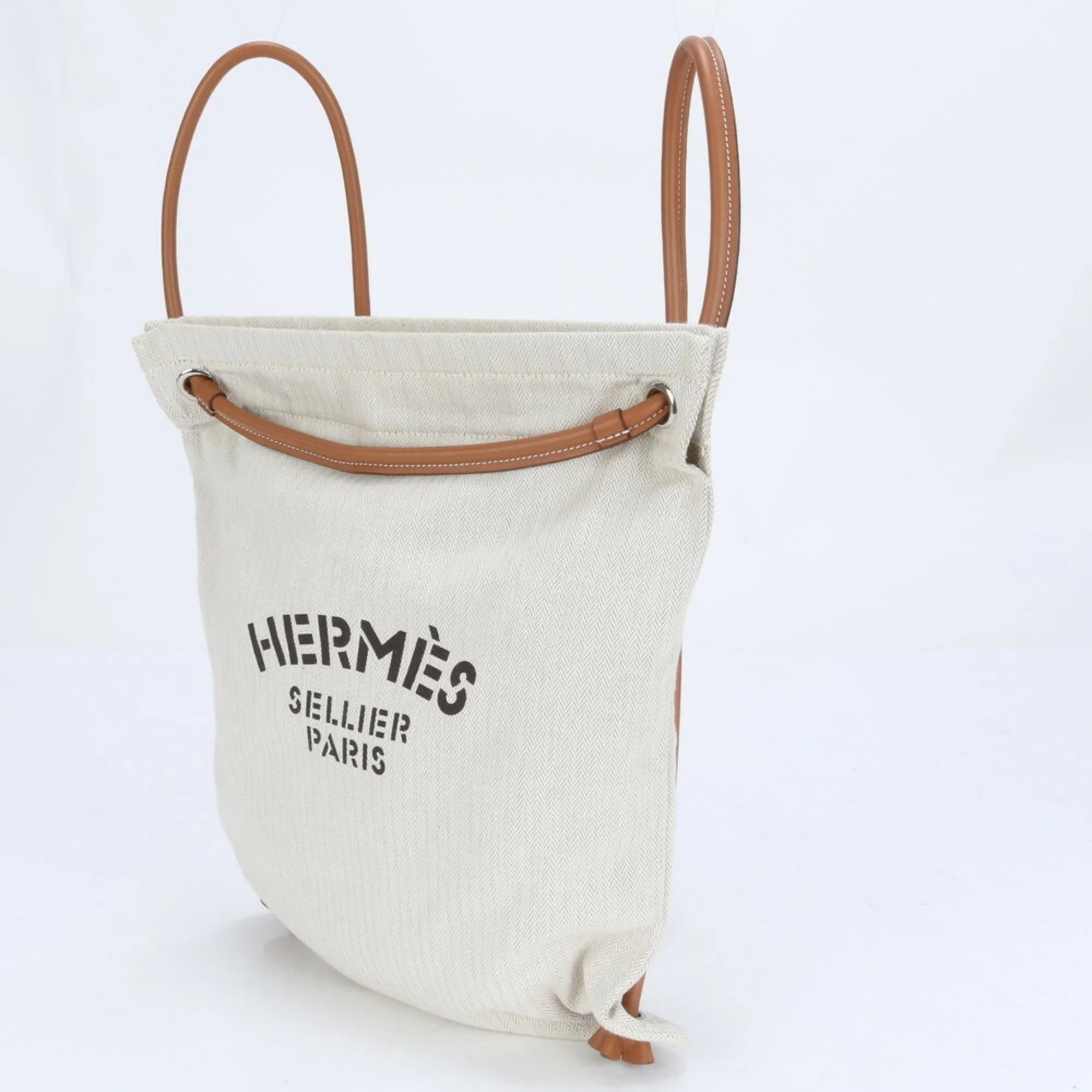 Hermes  Leather Canvas Backpack Shoulder Bag (Pre-Owned)
