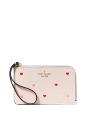Kate Spade New York Lucy Heart Studs Small L-zip Wristlet