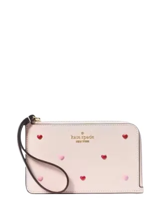 Kate Spade New York Lucy Heart Studs Small L-zip Wristlet