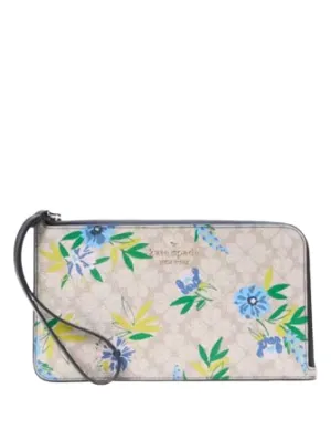Kate Spade New York Lucy Spade Flower Floral Medium L-Zip Wristlet