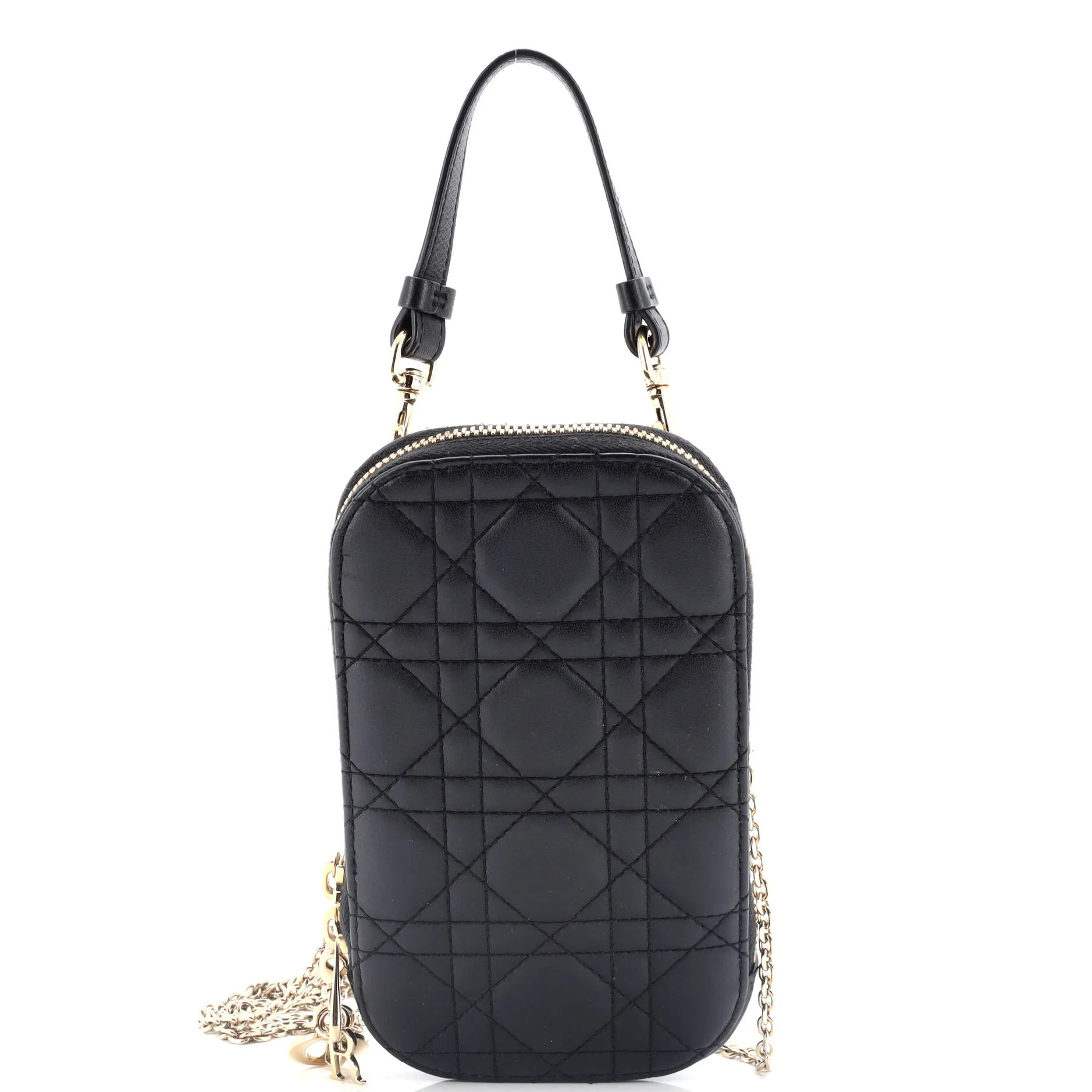 Lady Dior Phone Holder on Chain Cannage Quilt Lambskin