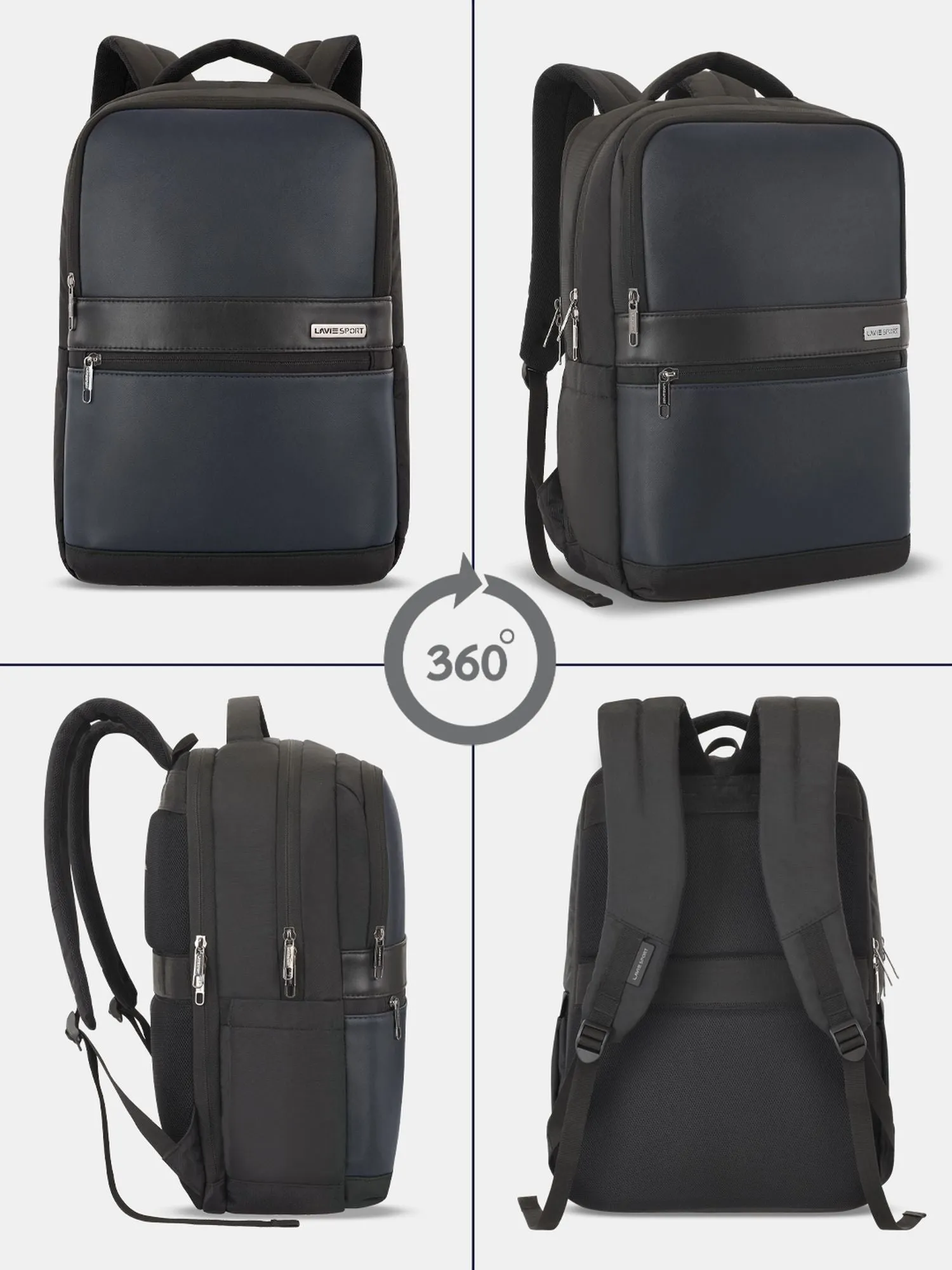 Lavie Sport Armour 24L Laptop Backpack with Trolley sleeve For Men & Women Black/Choco