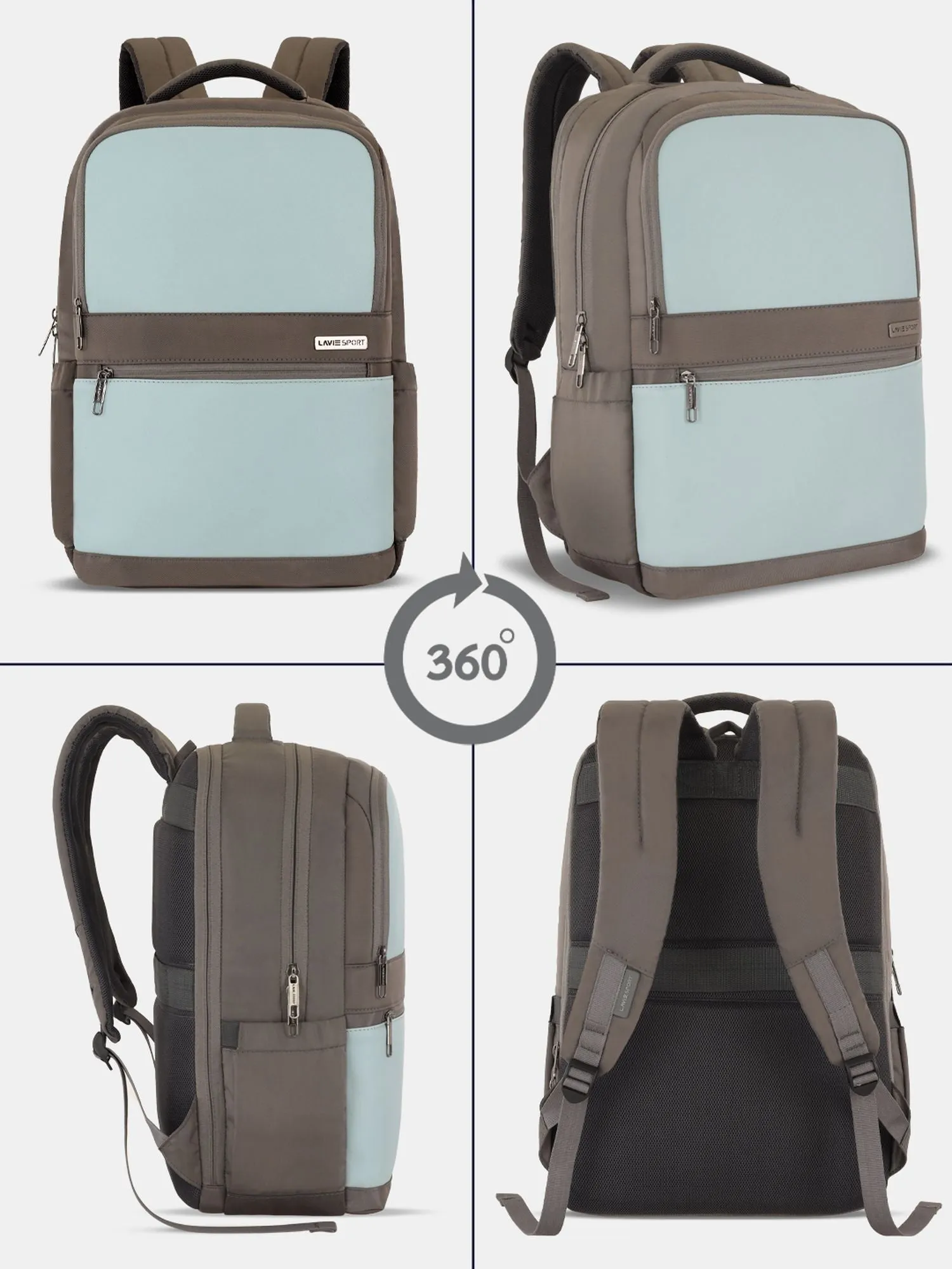 Lavie Sport Armour 24L Laptop Backpack with Trolley sleeve For Men & Women Black/Choco