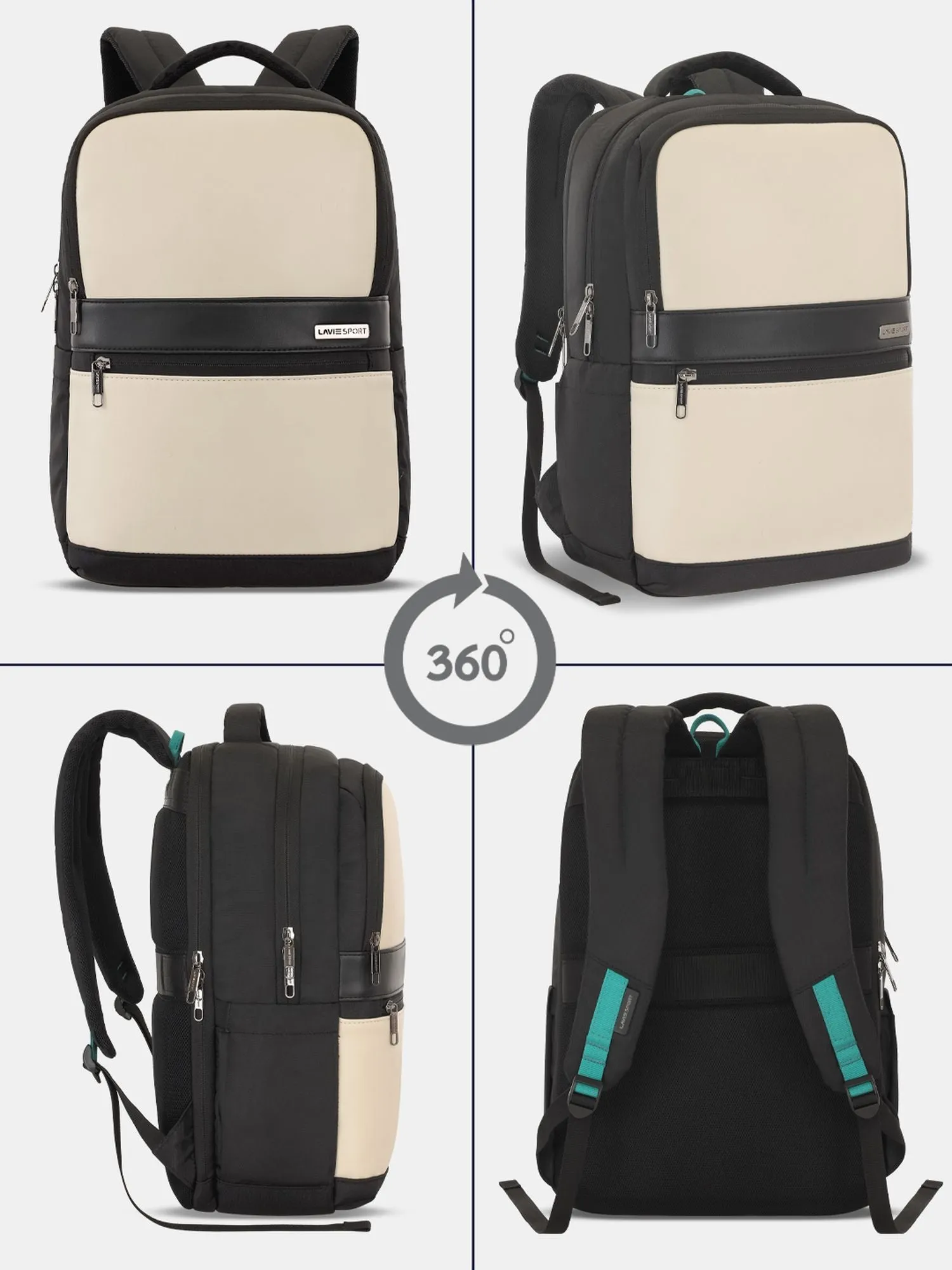 Lavie Sport Armour 24L Laptop Backpack with Trolley sleeve For Men & Women Black/Choco