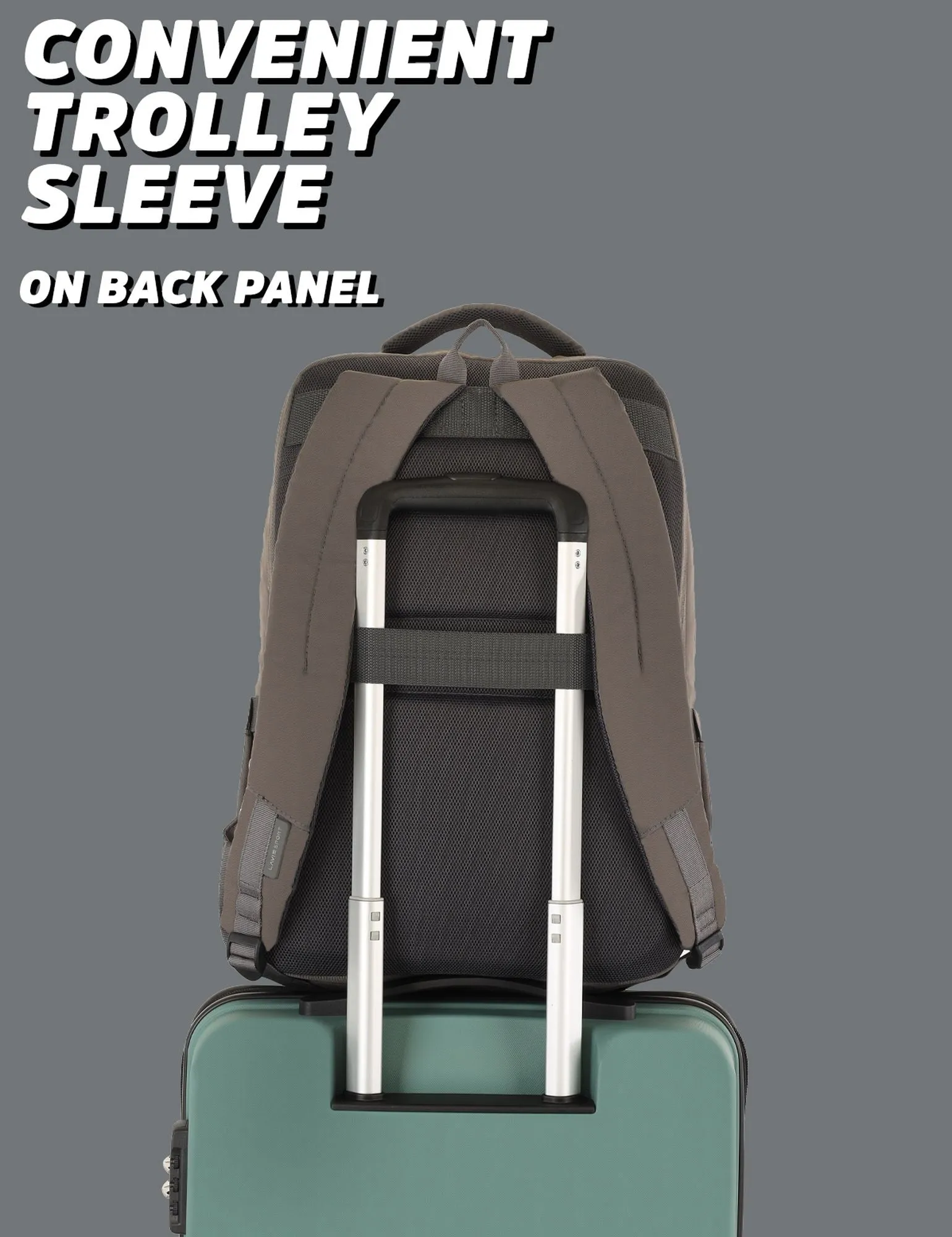 Lavie Sport Armour 24L Laptop Backpack with Trolley sleeve For Men & Women Black/Choco