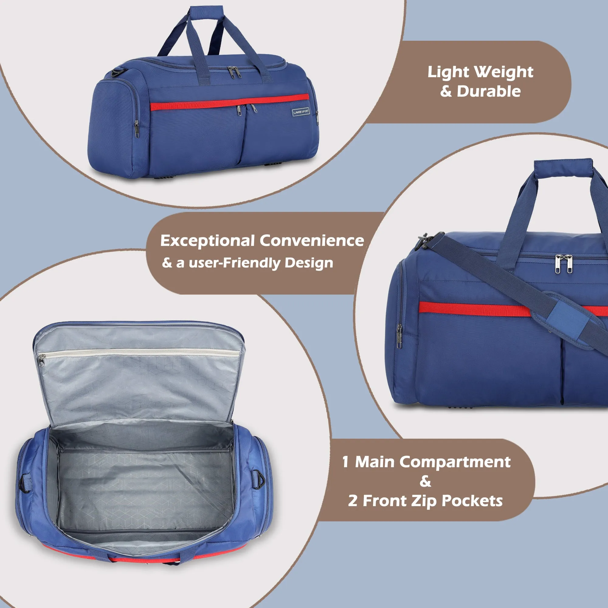 Lavie Sport Epitome 55 cms Medium Duffle Bag For | Airbag| Duffle