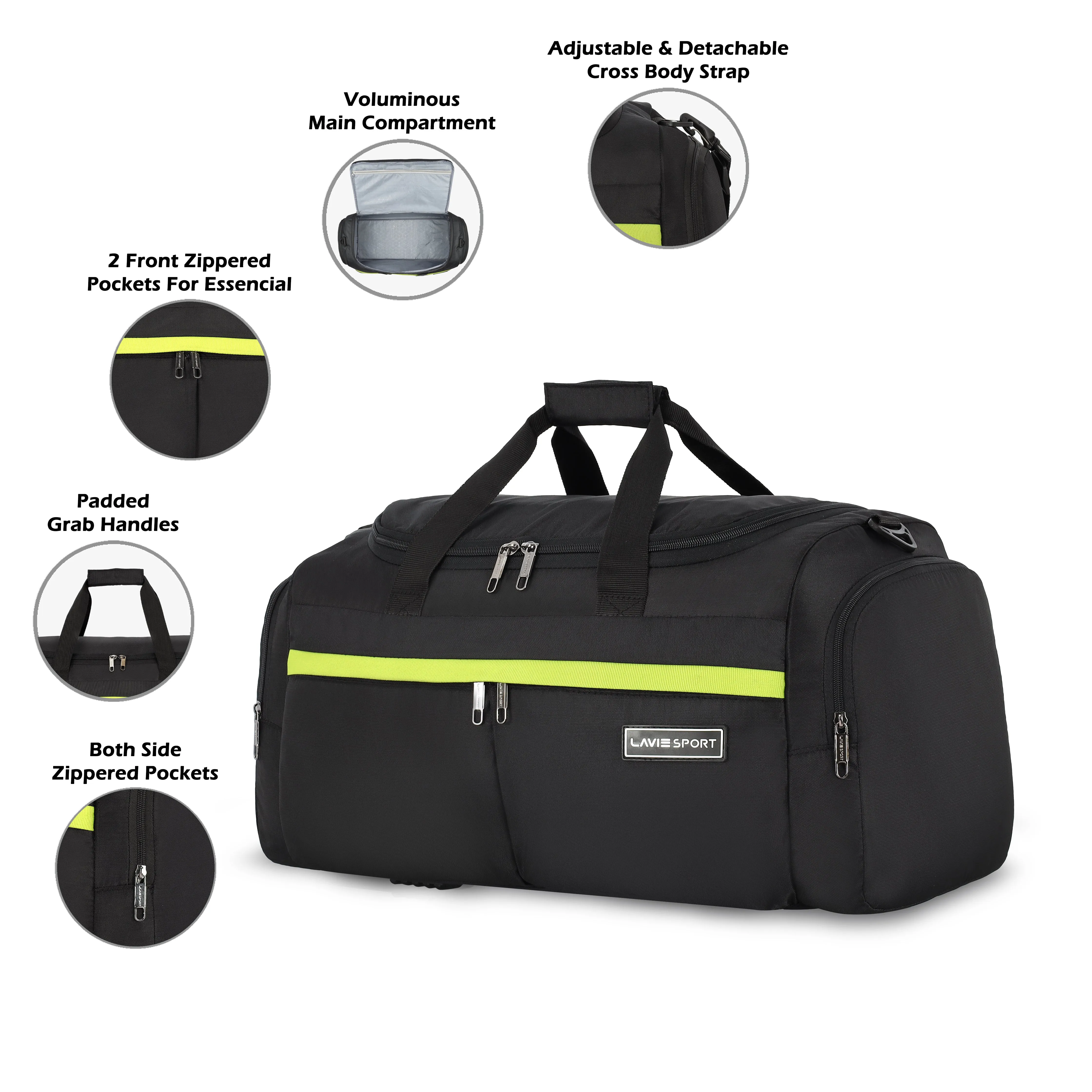 Lavie Sport Epitome 55 cms Medium Duffle Bag For | Airbag| Duffle