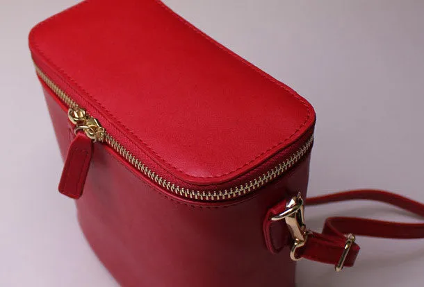 Leather bucket bag shoulder bag Green Red White black for women leather crossbody bag