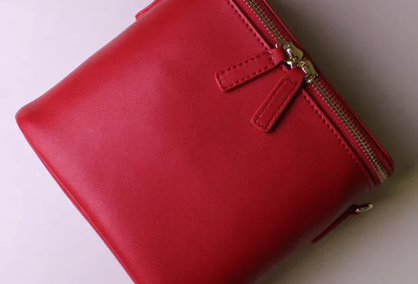 Leather bucket bag shoulder bag Green Red White black for women leather crossbody bag
