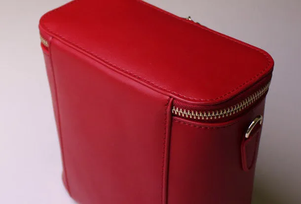Leather bucket bag shoulder bag Green Red White black for women leather crossbody bag