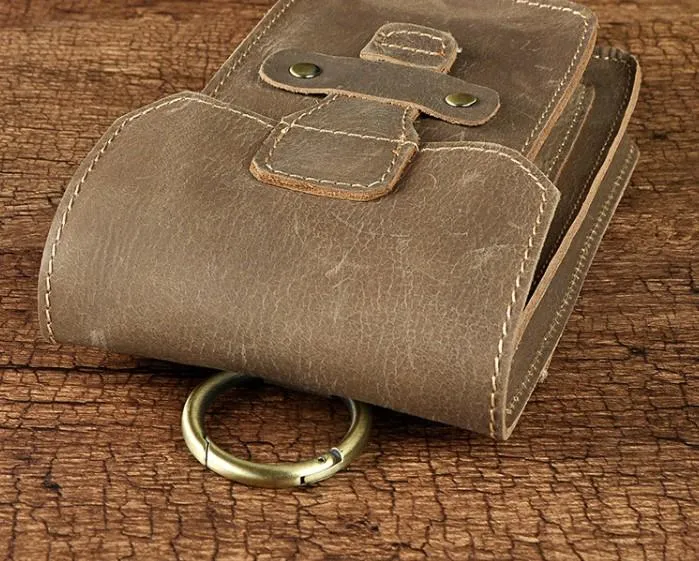 Leather Mens Cigarette Cases with Belt Loop Cell Phone Holster Belt Pouch for Men