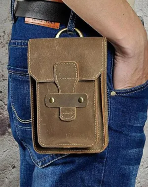 Leather Mens Cigarette Cases with Belt Loop Cell Phone Holster Belt Pouch for Men