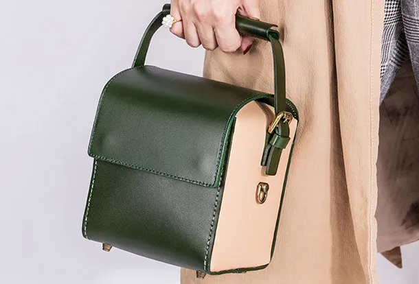 Leather Unique Handbag Box Bag Shoulder Bag Purse For Women