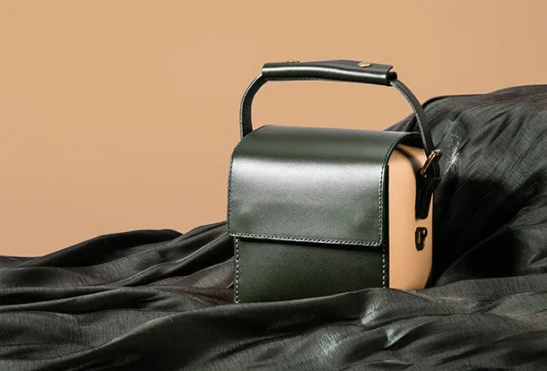 Leather Unique Handbag Box Bag Shoulder Bag Purse For Women