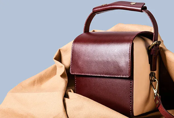 Leather Unique Handbag Box Bag Shoulder Bag Purse For Women