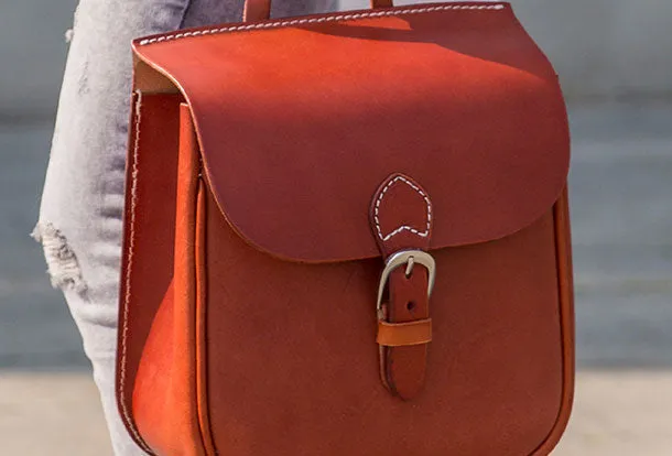 Leather Womens Cute Small Backpack Handmade School Backpack for Women