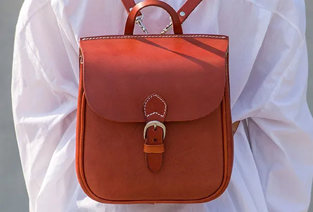 Leather Womens Cute Small Backpack Handmade School Backpack for Women