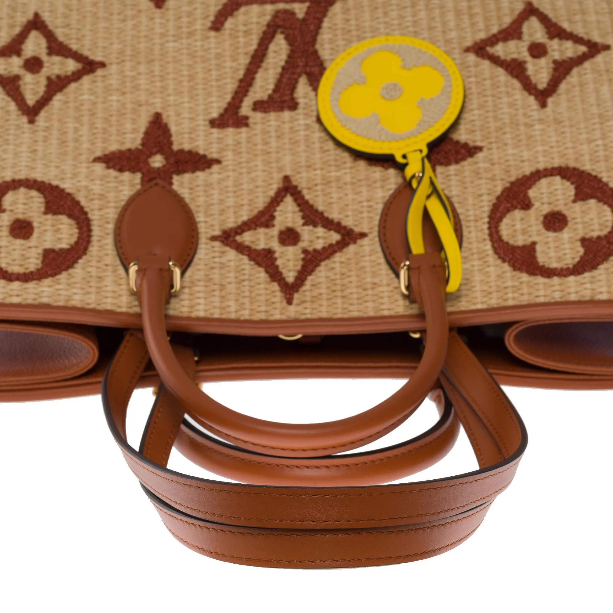 LOUIS VUITTON Amazing limited edition Raffia Onthego MM Tote shoulder bag, GHW