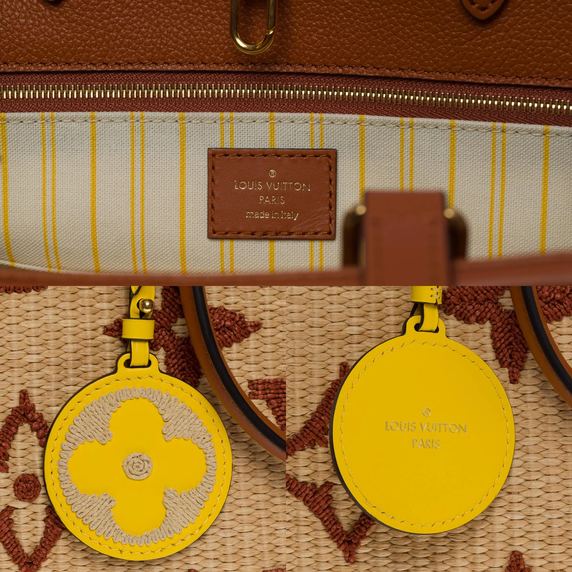 LOUIS VUITTON Amazing limited edition Raffia Onthego MM Tote shoulder bag, GHW