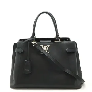 Louis Vuitton Noir Leather Handbag Shoulder Bag (Pre-Owned)
