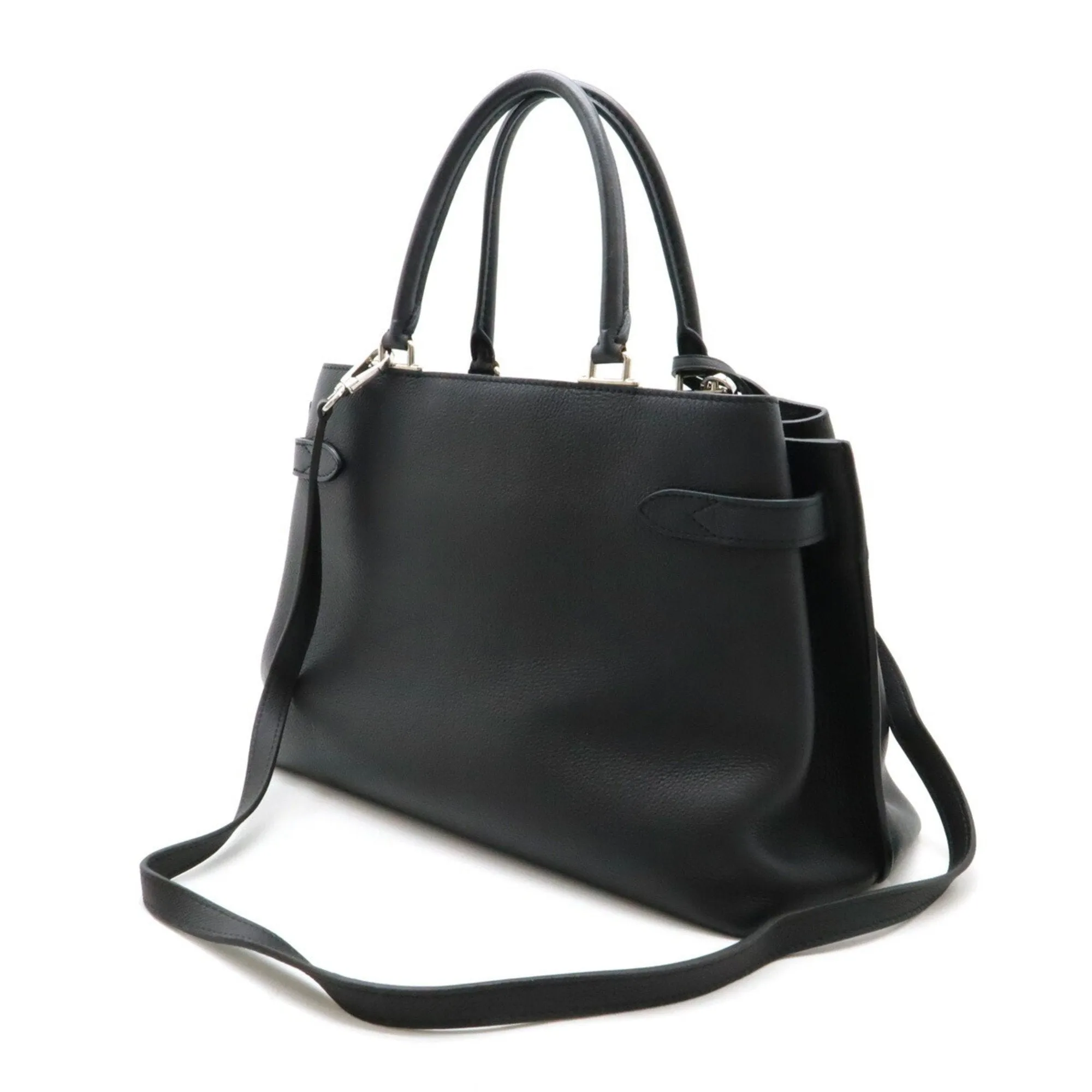 Louis Vuitton Noir Leather Handbag Shoulder Bag (Pre-Owned)