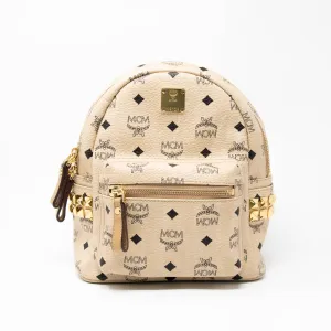 MCM Beige Mini Stark Backpack