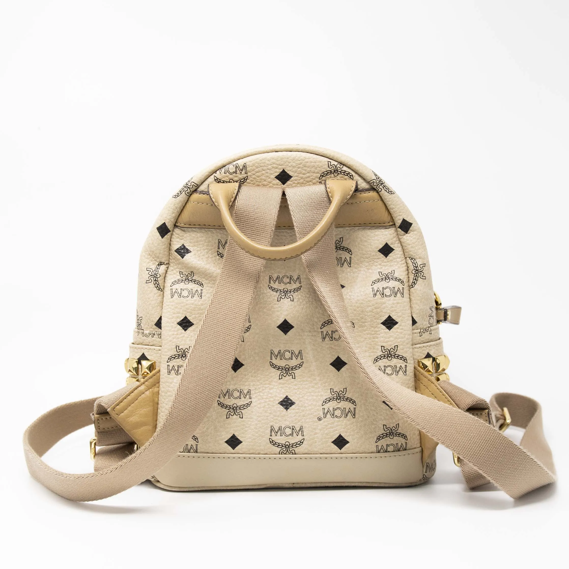 MCM Beige Mini Stark Backpack