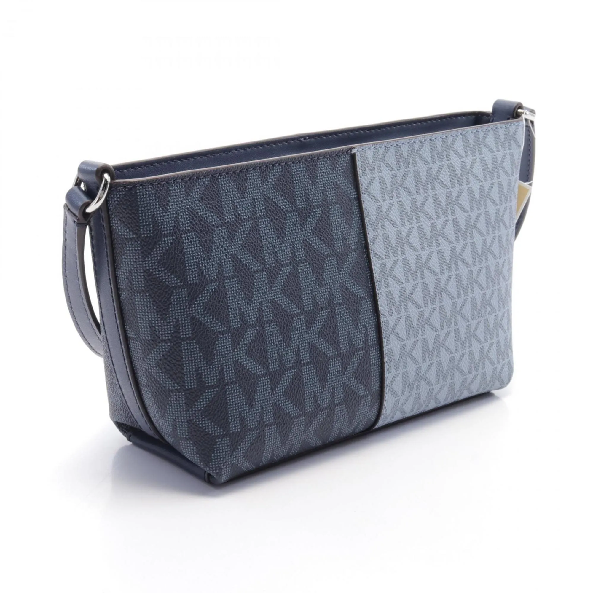 Michael Kors Jet Set Travel blue Navy Coated Canvas Leather Shoulder Bag Weekend Bag