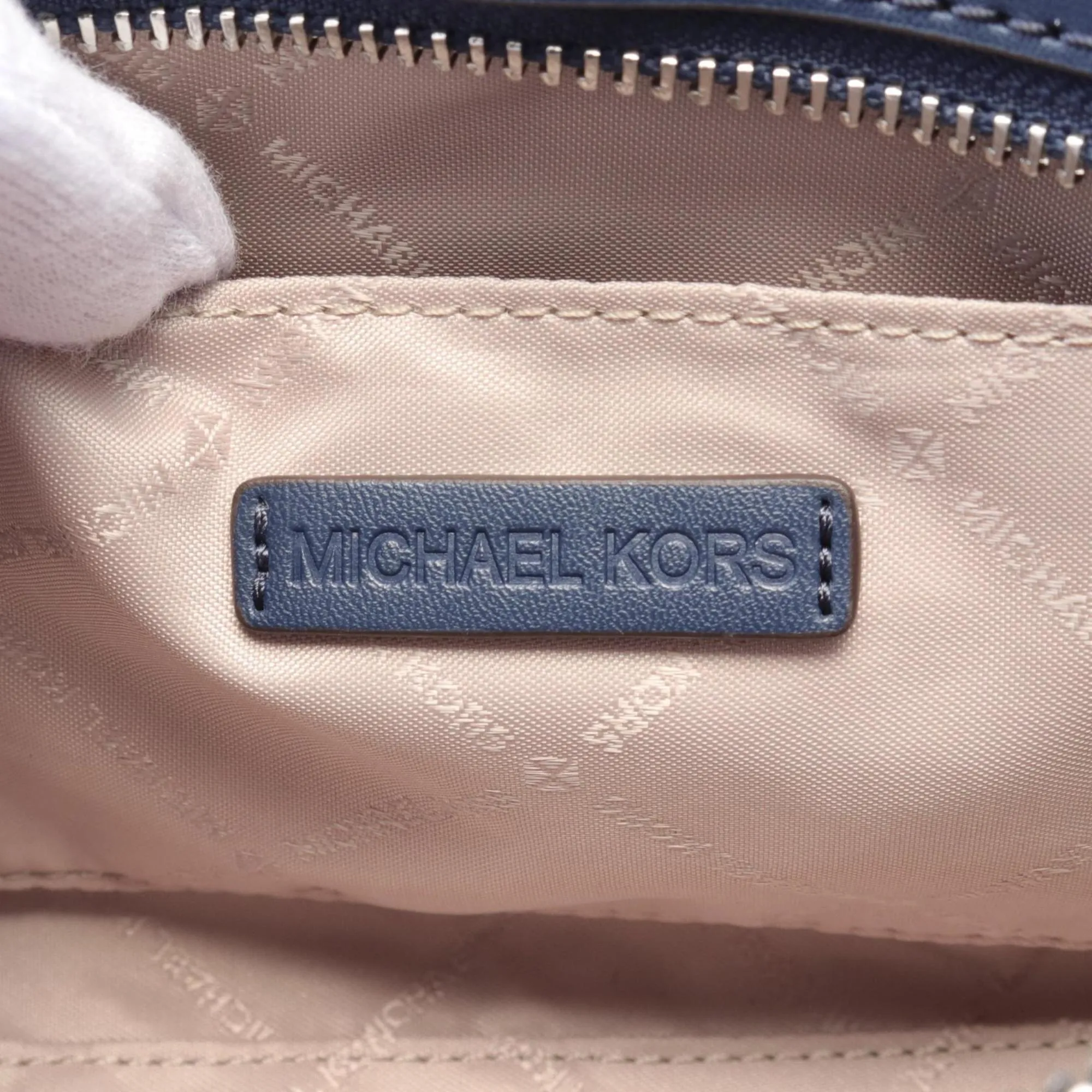 Michael Kors Jet Set Travel blue Navy Coated Canvas Leather Shoulder Bag Weekend Bag