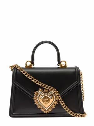 Mini Devotion' Black Handbag With Logo Plaque