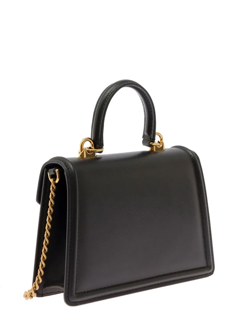 Mini Devotion' Black Handbag With Logo Plaque