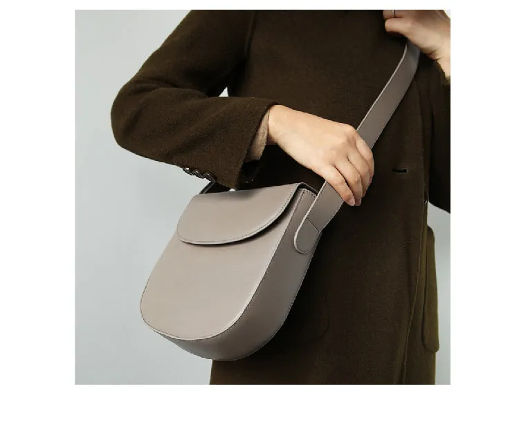 Minimalist Leather Womens Stylish Saddle Crossbody Bag Purse Shoulder Bag for Women