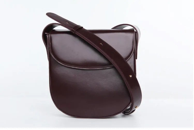 Minimalist Leather Womens Stylish Saddle Crossbody Bag Purse Shoulder Bag for Women