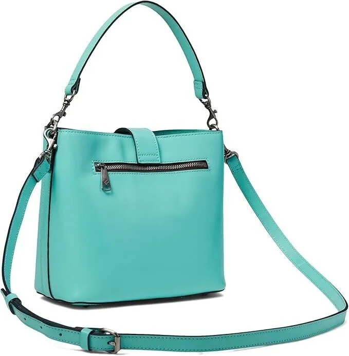 Patricia Nash Irving Bucket Bag Womens Mint Green Leather Crossbody Strap JDM456