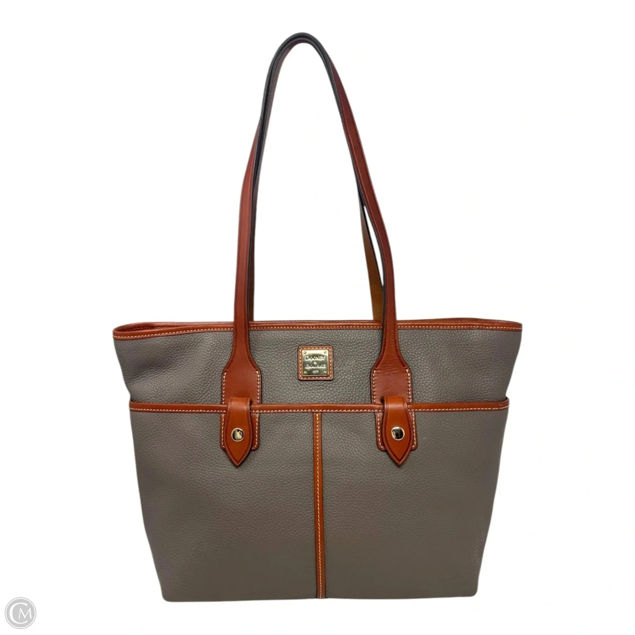 Pebble Grain Double Pocket Tote Handbag Designer By Dooney And Bourke, Size: Large