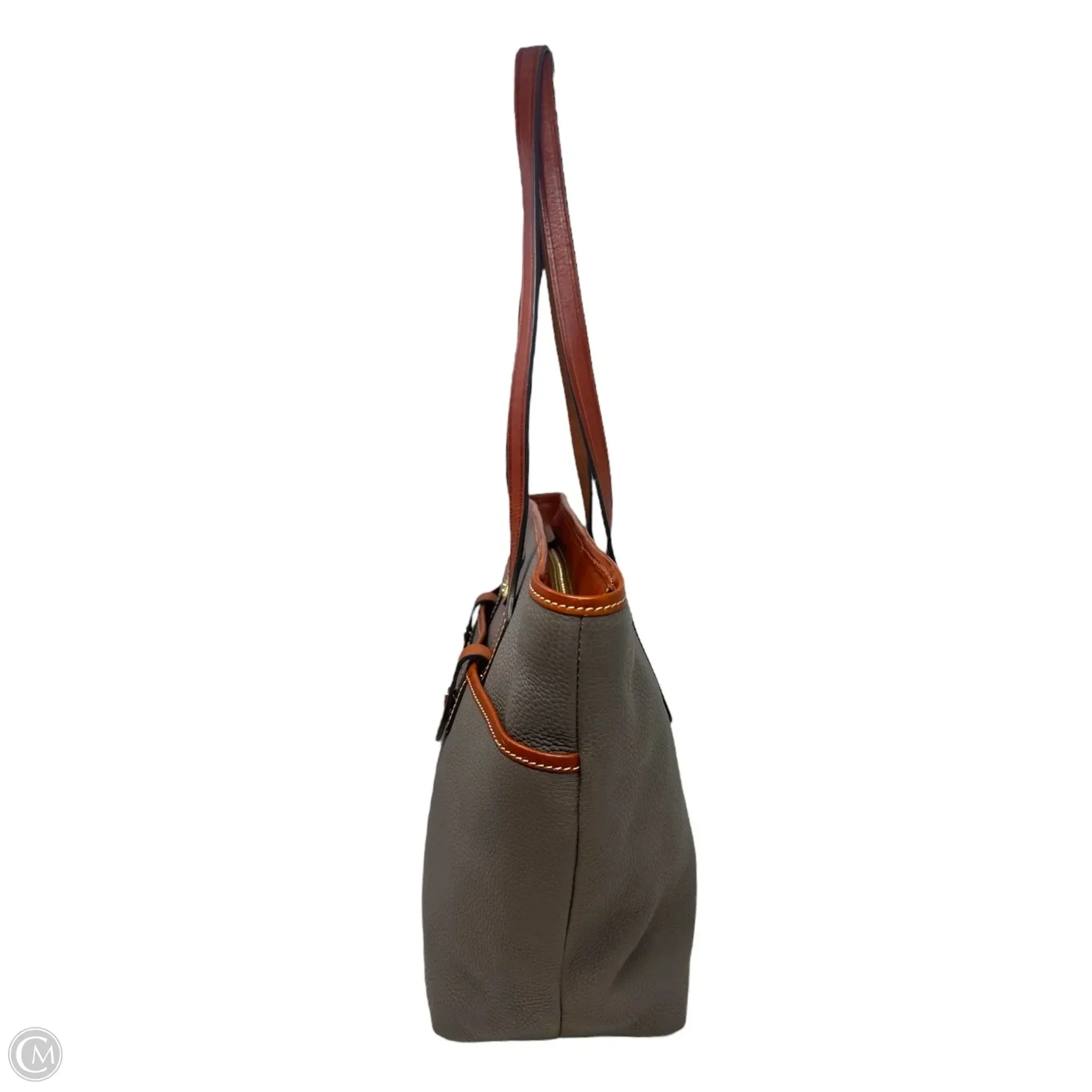 Pebble Grain Double Pocket Tote Handbag Designer By Dooney And Bourke, Size: Large