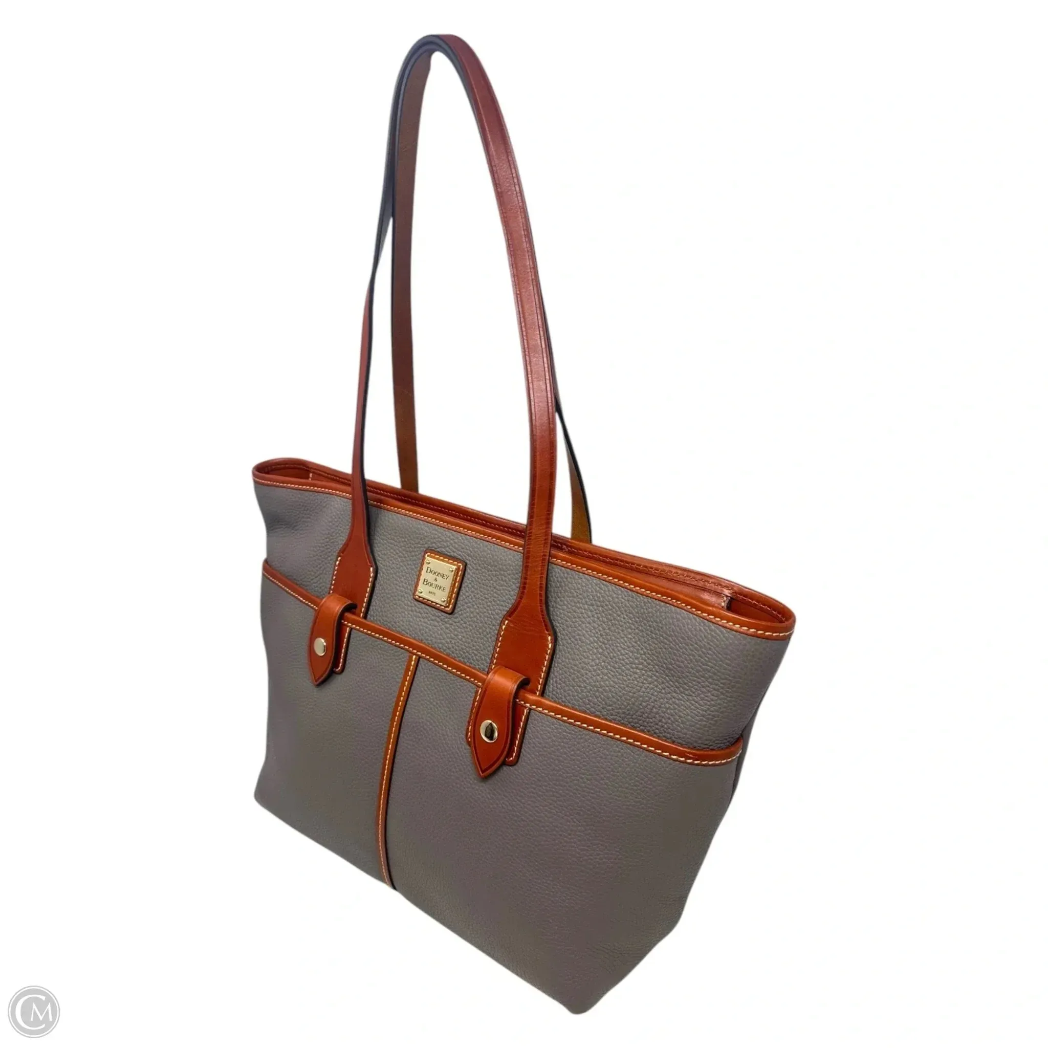 Pebble Grain Double Pocket Tote Handbag Designer By Dooney And Bourke, Size: Large