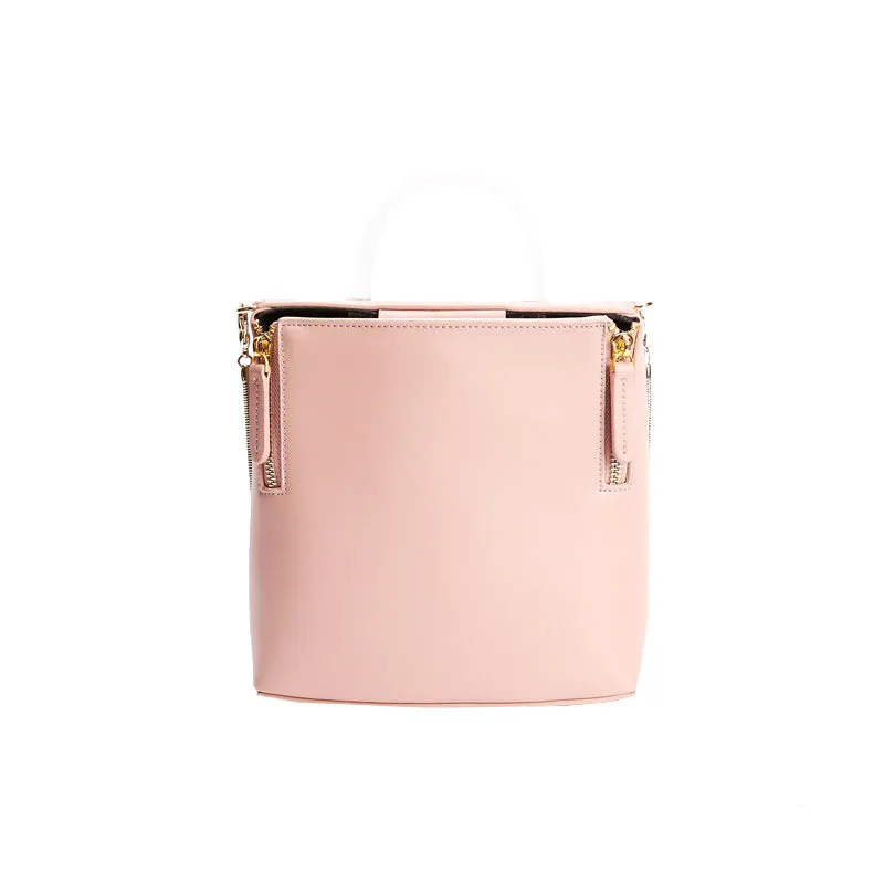 Pink Leather Women Cube Handbags Shoulder Bag Work Bag For Women
